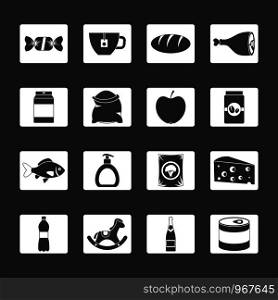 Shop navigation foods icons set vector white isolated on grey background . Shop navigation foods icons set grey vector