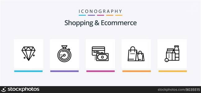 Shopπng And Ecommerce Li≠5 Icon Pack Including time. sea. locationπn. on. cart. Creative Icons Design