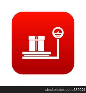 Shop scales icon digital red for any design isolated on white vector illustration. Shop scales icon digital red