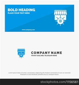 Shop, Shopping, Goal, Business SOlid Icon Website Banner and Business Logo Template