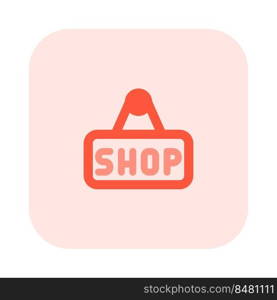 Shop signage displaying over a shopping website