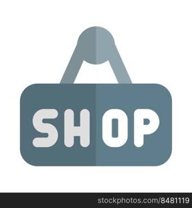 Shop signage displaying over a shopping website