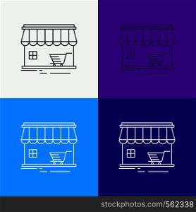 shop, store, market, building, shopping Icon Over Various Background. Line style design, designed for web and app. Eps 10 vector illustration. Vector EPS10 Abstract Template background