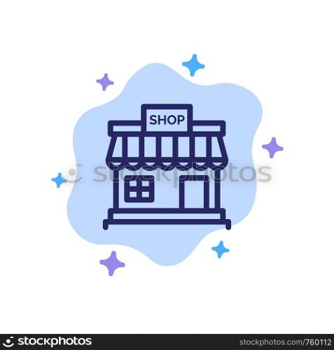 Shop, Store, Online, Store, Market Blue Icon on Abstract Cloud Background