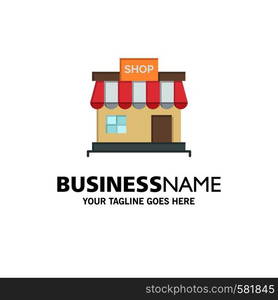Shop, Store, Online, Store, Market Business Logo Template. Flat Color
