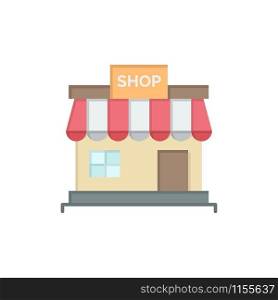 Shop, Store, Online, Store, Market Flat Color Icon. Vector icon banner Template