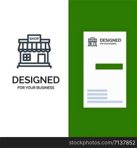 Shop, Store, Online, Store, Market Grey Logo Design and Business Card Template