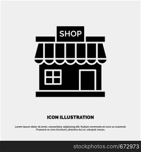 Shop, Store, Online, Store, Market Solid Black Glyph Icon