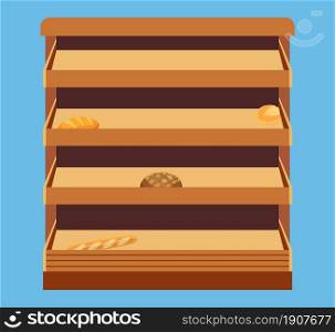 Shop, supermarket interior shelf with empty store shelves. Vector illustration in flat style. supermarket interior shelf