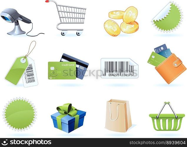 Shopping and retail icons vector image
