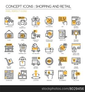 Shopping and Retail , thin line icons set ,Pixel Perfect Icons