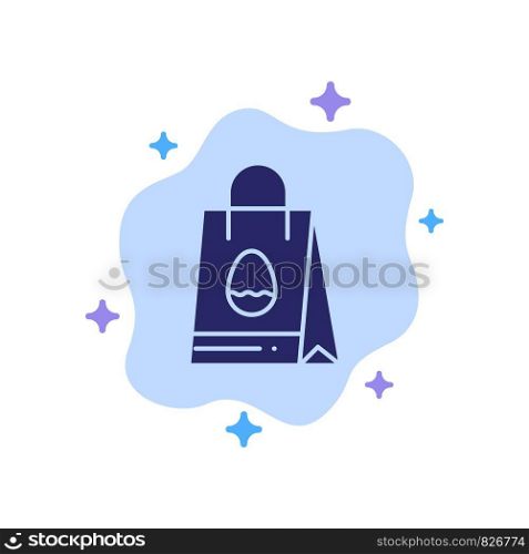 Shopping Bag, Bag, Easter, Egg Blue Icon on Abstract Cloud Background