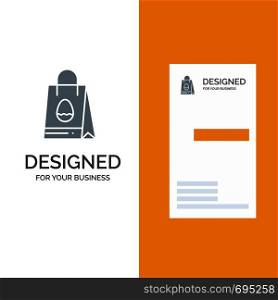 Shopping Bag, Bag, Easter, Egg Grey Logo Design and Business Card Template