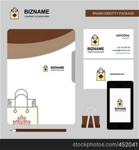 Shopping bag Business Logo, File Cover Visiting Card and Mobile App Design. Vector Illustration