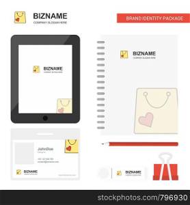 Shopping bag Business Logo, Tab App, Diary PVC Employee Card and USB Brand Stationary Package Design Vector Template