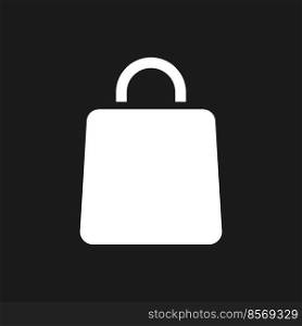Shopping bag dark mode glyph ui icon. Online marketplace. Apparel shop. User interface design. White silhouette symbol on black space. Solid pictogram for web, mobile. Vector isolated illustration. Shopping bag dark mode glyph ui icon