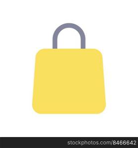 Shopping bag flat color ui icon. Purchase goods. Shopaholism and consumerism. Gift package. Simple filled element for mobile app. Colorful solid pictogram. Vector isolated RGB illustration. Shopping bag flat color ui icon