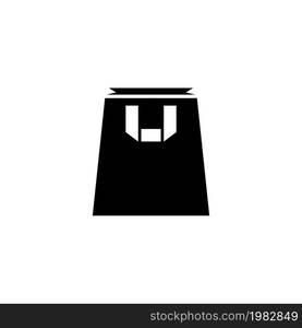 Shopping Bag. Flat Vector Icon. Simple black symbol on white background. Shopping Bag Flat Vector Icon