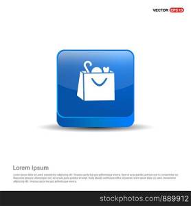 Shopping bag icon - 3d Blue Button.