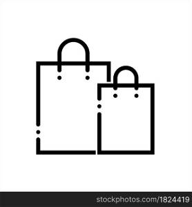Shopping Bag Icon, Cloth, Jute, Paper Eco Friendly Vector Art Illustration