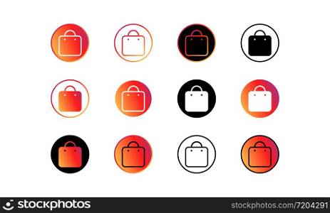 Shopping bag icon set. Button in social media instagram concept for applications, web, app. Vector on isolated white background. EPS 10. Shopping bag icon set. Button in social media instagram concept for applications, web, app. Vector on isolated white background. EPS 10.