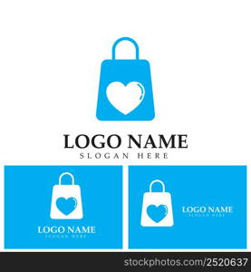 shopping bag logo love vector logo