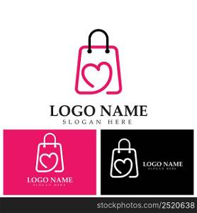 shopping bag logo love vector logo