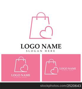 shopping bag logo love vector logo