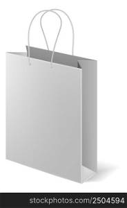 Shopping bag mockup. Realistic blank white paper pack isolated on white background. Shopping bag mockup. Realistic blank white paper pack