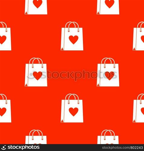 Shopping bag pattern repeat seamless in orange color for any design. Vector geometric illustration. Shopping bag pattern seamless