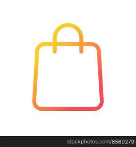 Shopping bag pixel perfect gradient linear ui icon. Online marketplace. Apparel shop. Buying items. Line color user interface symbol. Modern style pictogram. Vector isolated outline illustration. Shopping bag pixel perfect gradient linear ui icon