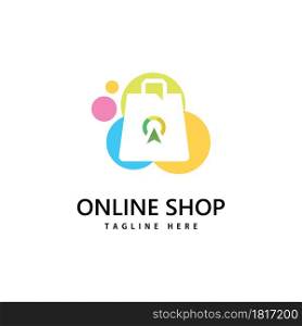 shopping bag store logo. online shopping logo design