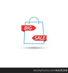 Shopping bag symbol is a big sale. . Shopping bag symbol is a big sale. Vector illustration .