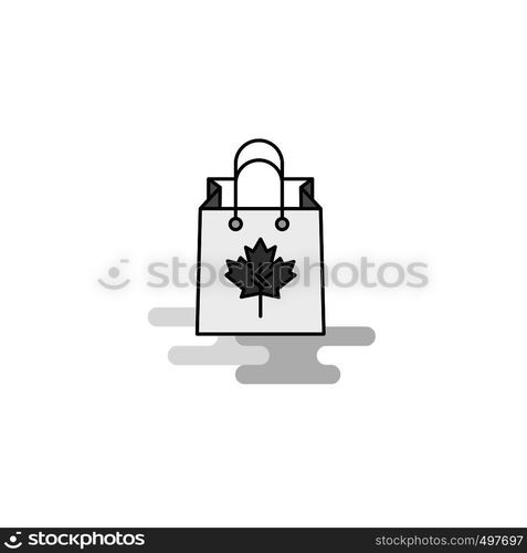 Shopping bag Web Icon. Flat Line Filled Gray Icon Vector