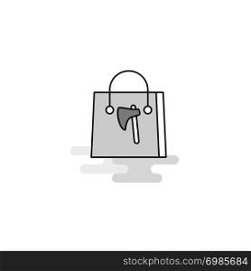 Shopping bag Web Icon. Flat Line Filled Gray Icon Vector