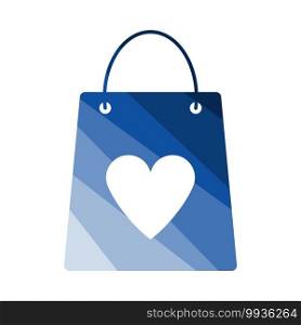 Shopping Bag With Heart Icon. Flat Color Ladder Design. Vector Illustration.