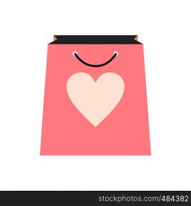 Shopping bag with heart icon isolated on white background. Shopping bag with heart icon