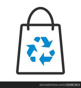 Shopping Bag With Recycle Sign Icon. Editable Bold Outline With Color Fill Design. Vector Illustration.
