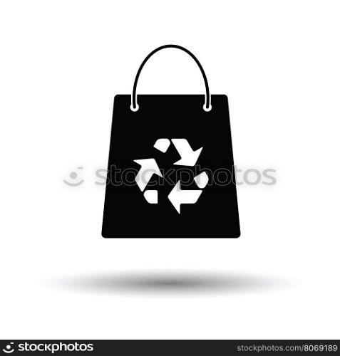 Shopping bag with recycle sign icon. White background with shadow design. Vector illustration.