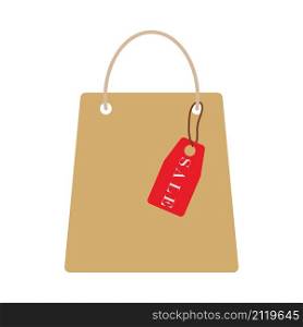 Shopping Bag With Sale Tag Icon. Flat Color Design. Vector Illustration.