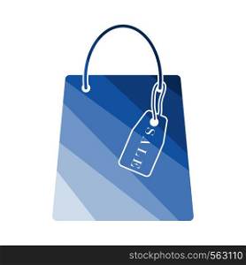 Shopping Bag With Sale Tag Icon. Flat Color Ladder Design. Vector Illustration.