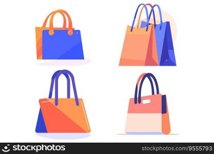 shopping bags in UX UI flat style isolated on background