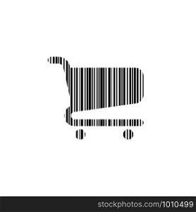 shopping, barcode on trolley on white background, vector. shopping, barcode on trolley on white background
