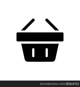 Shopping basket black glyph ui icon. Carry purchased items. Online marketplace. User interface design. Silhouette symbol on white space. Solid pictogram for web, mobile. Isolated vector illustration. Shopping basket black glyph ui icon