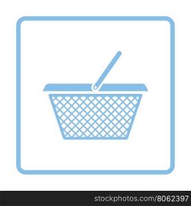 Shopping basket icon. Blue frame design. Vector illustration.