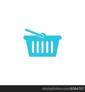 Shopping basket icon, blue icon, symbol on white background