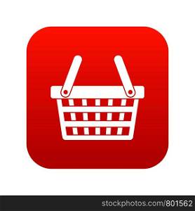 Shopping basket icon digital red for any design isolated on white vector illustration. Shopping basket icon digital red
