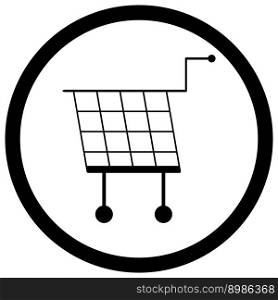 Shopping basket icon monochrome vector. Shopping cart and illustration shopping trolley. Shopping basket icon monochrome