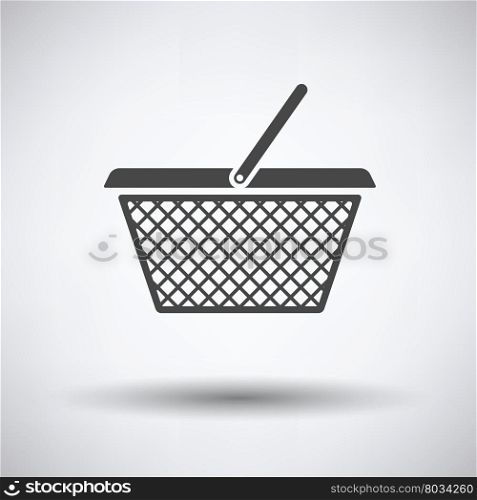 Shopping basket icon on gray background, round shadow. Vector illustration.