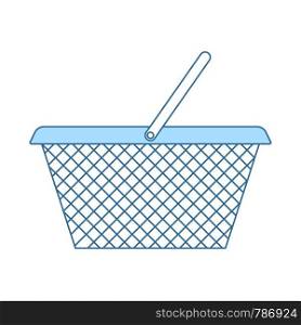 Shopping Basket Icon. Thin Line With Blue Fill Design. Vector Illustration.